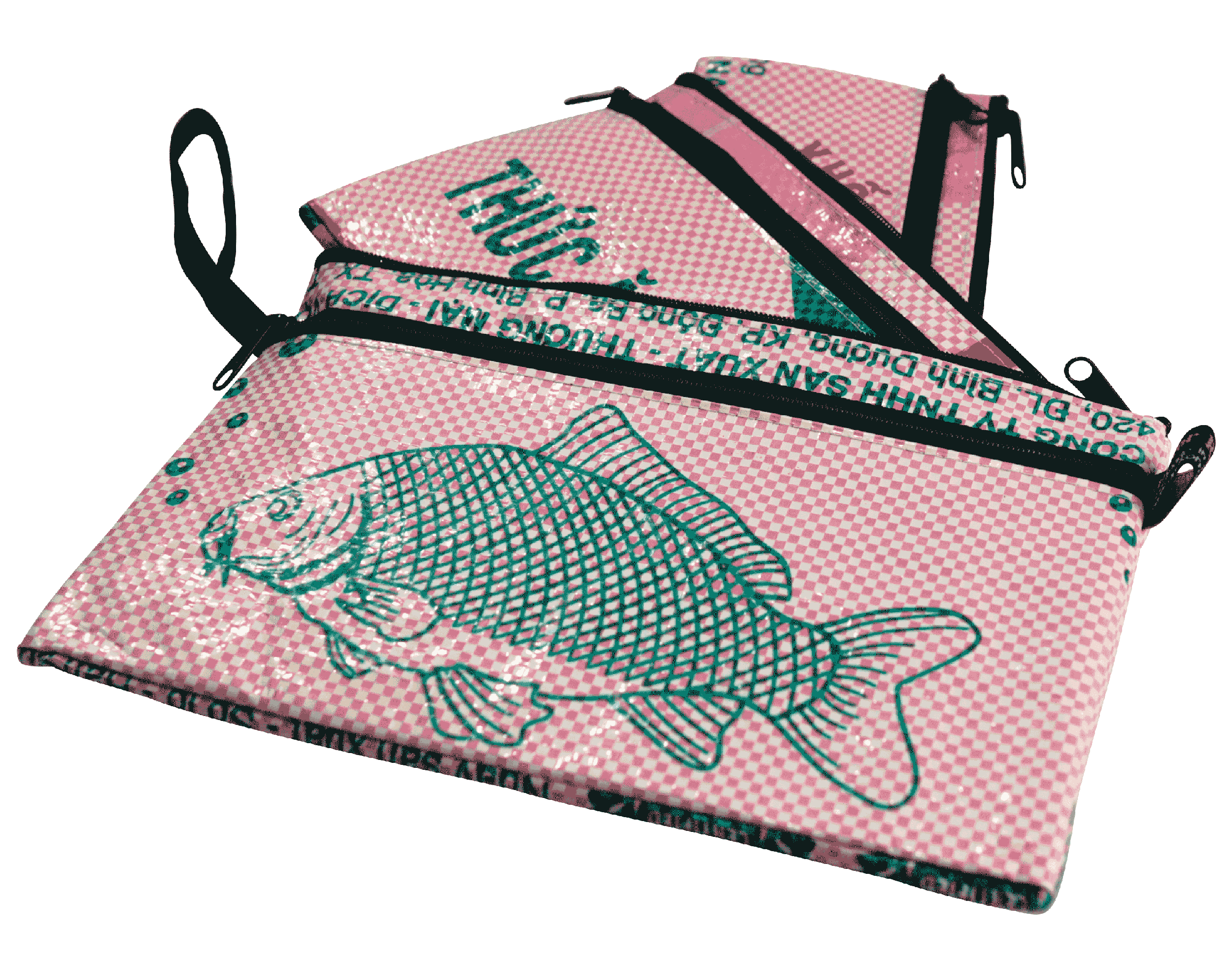Set van 3 etuis - groot - roze vis